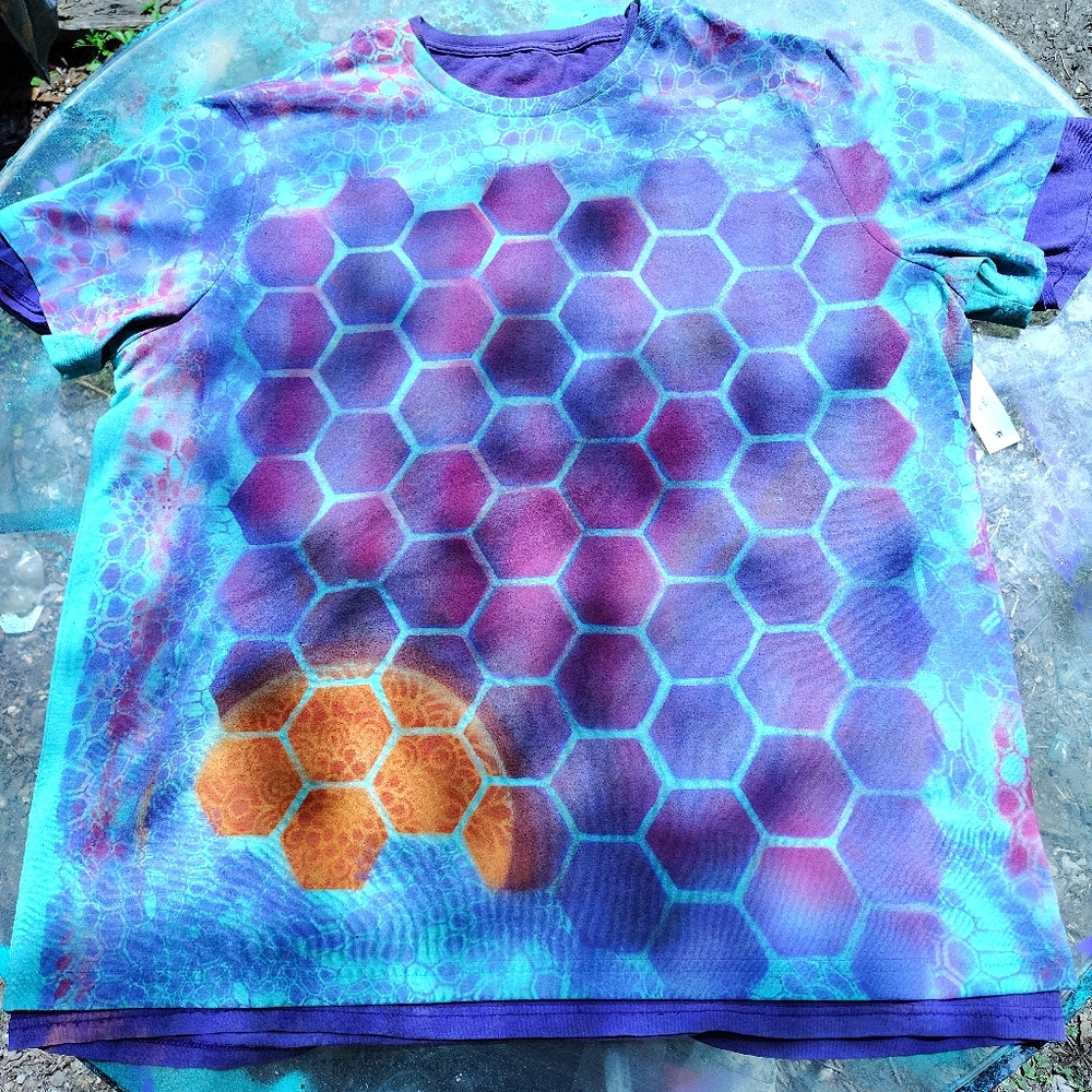 George Blue and Purple Hexagon Tee